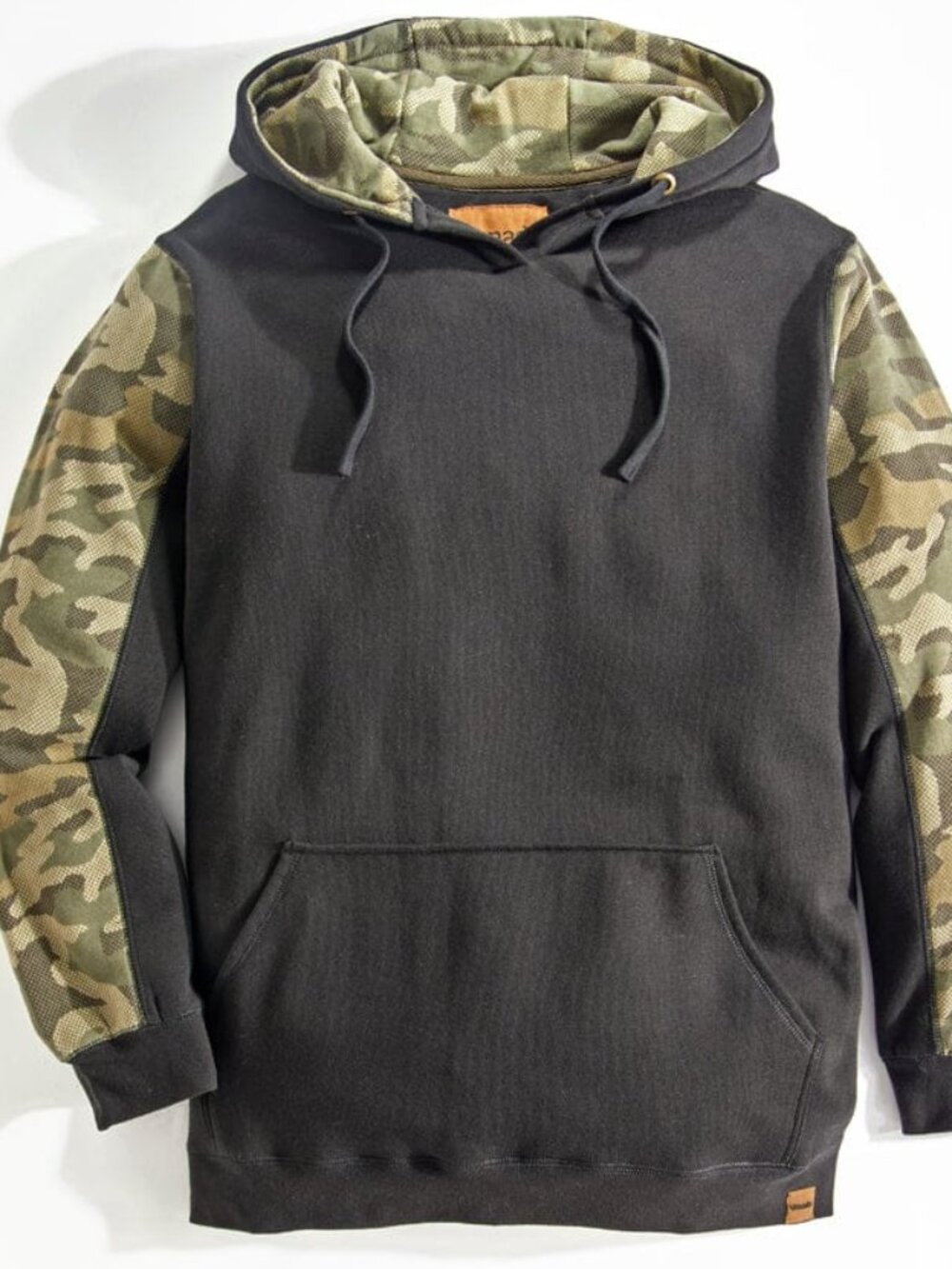 Heavyweight Camo Hoodie V-Neck Opening - Black & Camo | 2XL